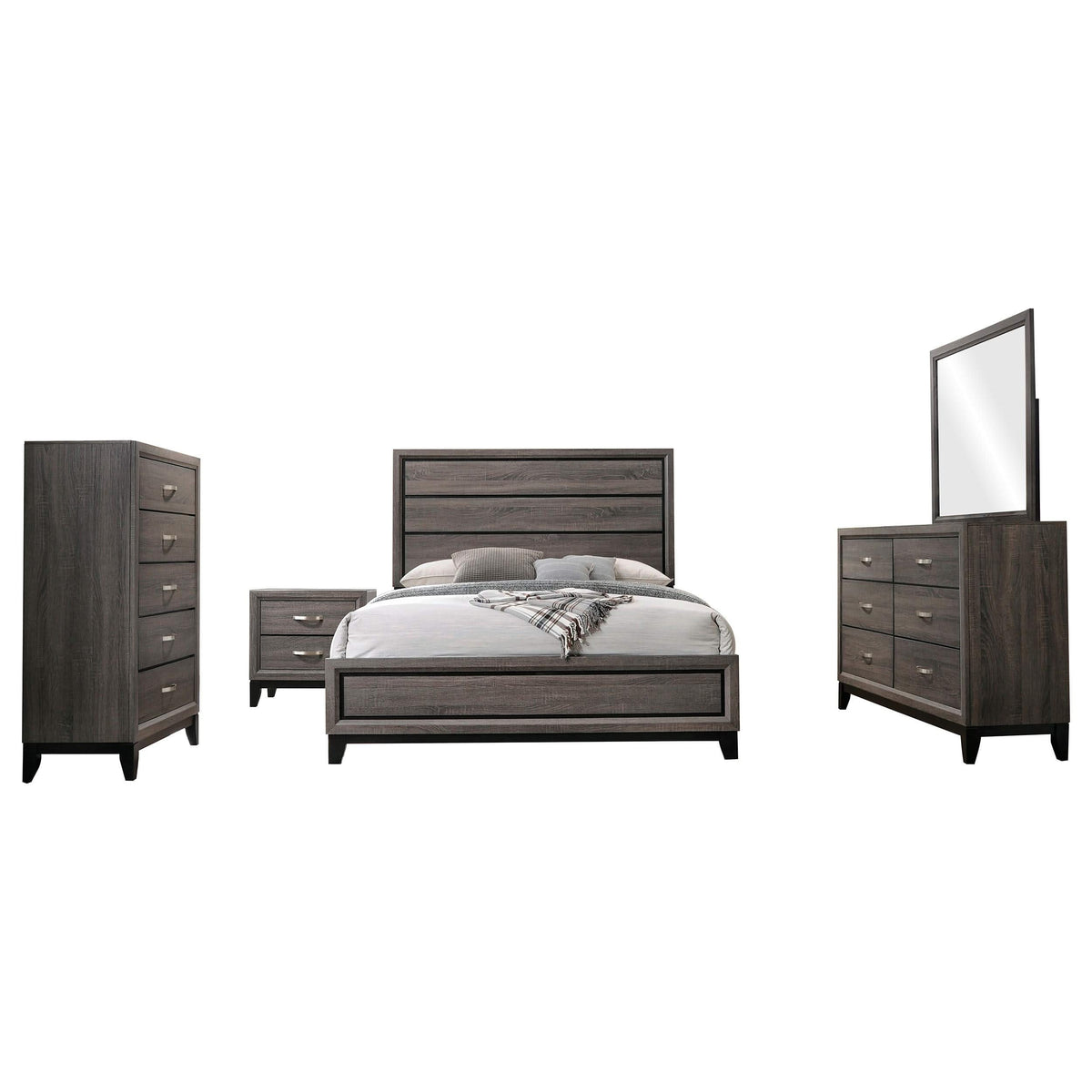 Juego de dormitorio Watson California King de 5 piezas en roble gris