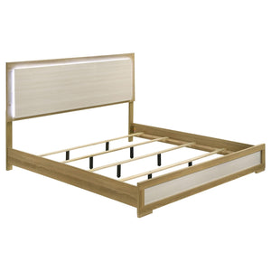 Cabecera LED para cama Hyland Eastern King con paneles, color natural