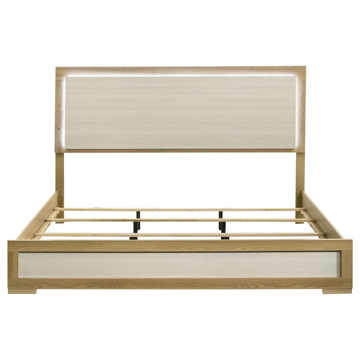 Cabecera LED para cama Hyland Eastern King con paneles, color natural