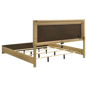 Cabecera LED para cama Hyland Eastern King con paneles, color natural