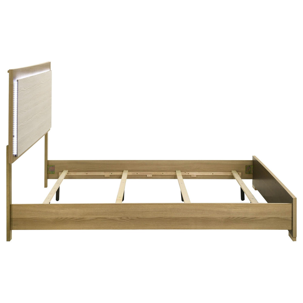 Cabecera LED para cama Hyland Eastern King con paneles, color natural