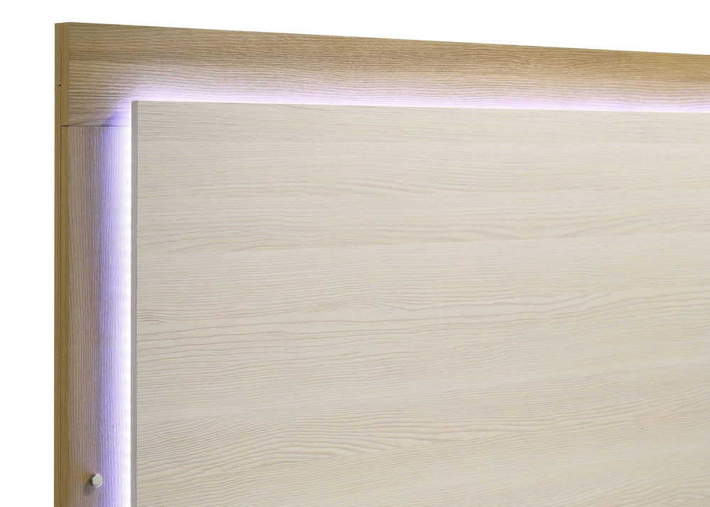 Cabecera LED para cama Hyland Eastern King con paneles, color natural