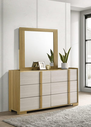Cómoda Hyland de 6 cajones con espejo natural