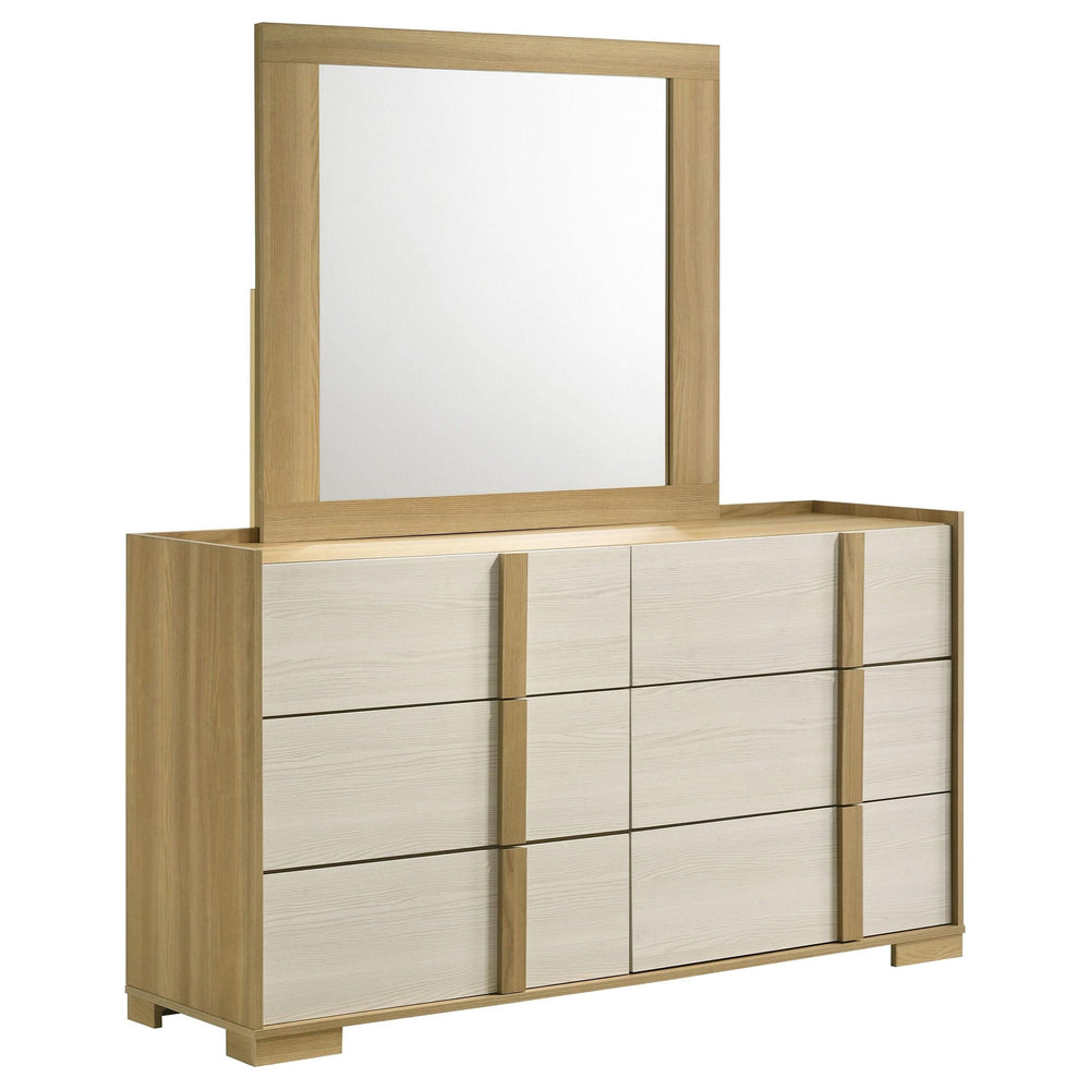 Cómoda Hyland de 6 cajones con espejo natural