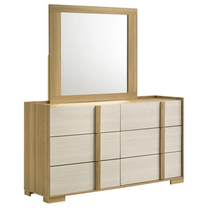 Cómoda Hyland de 6 cajones con espejo natural