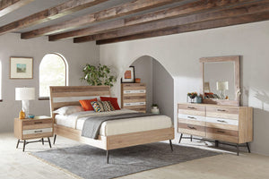 Cama Marlow Wood Eastern King con paneles aserrados en bruto y múltiples opciones
