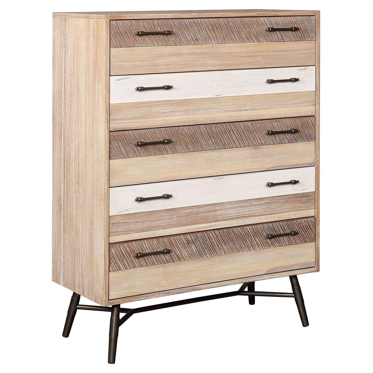 Juego de dormitorio Marlow California King de 5 piezas, aserrado en bruto, multicolor