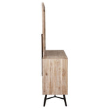 Cómoda Marlow de 6 cajones con espejo, de madera aserrada rugosa, multicolor