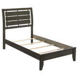 Cama individual con paneles de madera Serenity, gris