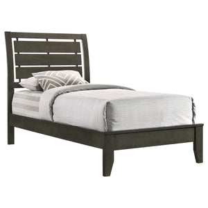 Cama individual con paneles de madera Serenity, gris