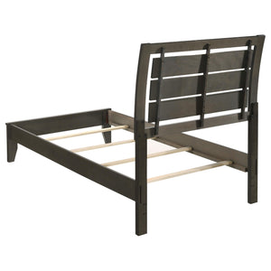 Cama individual con paneles de madera Serenity, gris