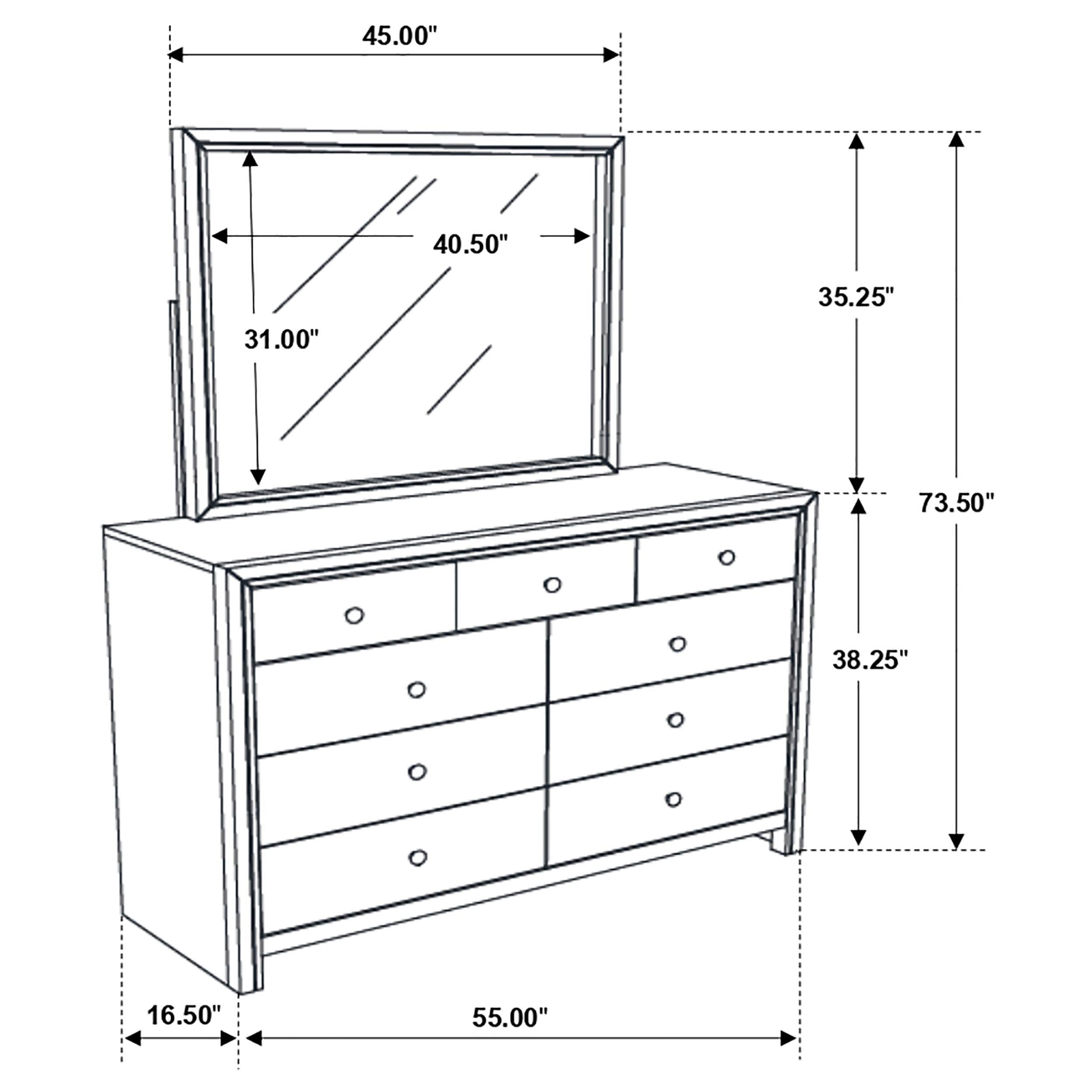 Serenity 9-drawer Dresser with Mirror Mod Grey