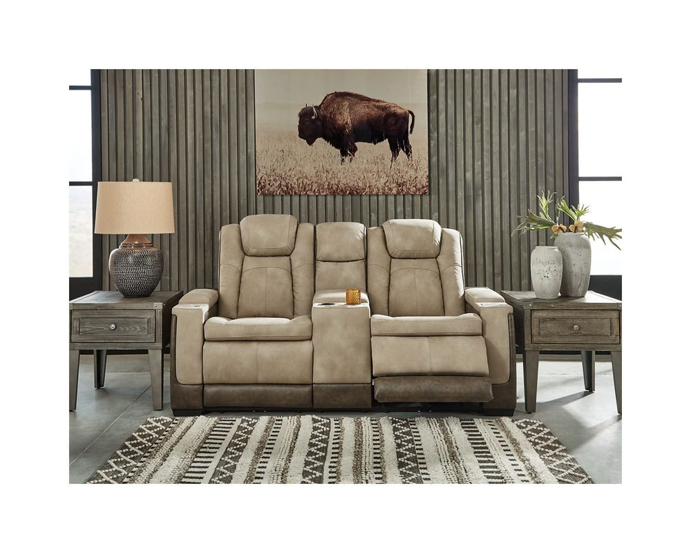 Loveseat reclinable eléctrico DuraPella de última generación con consola