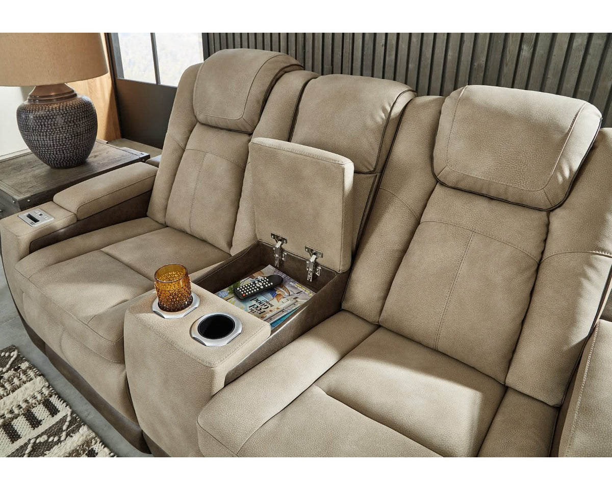 Loveseat reclinable eléctrico DuraPella de última generación con consola