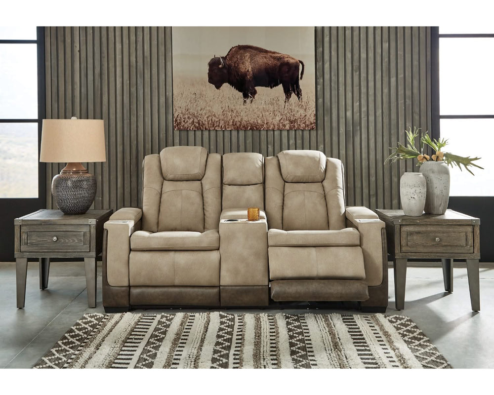 Loveseat reclinable eléctrico DuraPella de última generación con consola