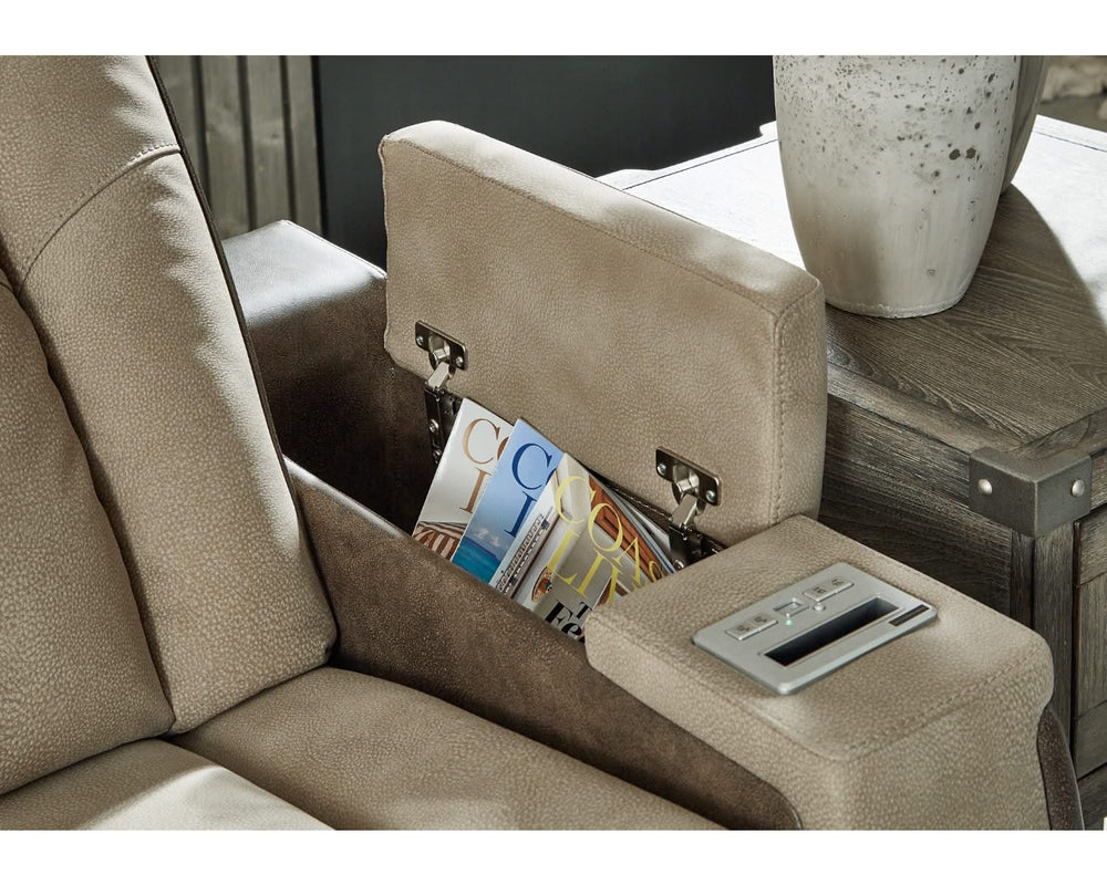 Loveseat reclinable eléctrico DuraPella de última generación con consola