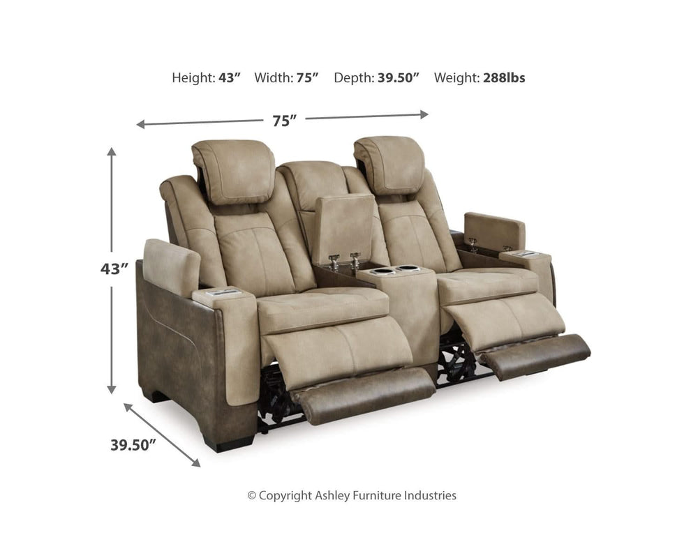 Loveseat reclinable eléctrico DuraPella de última generación con consola