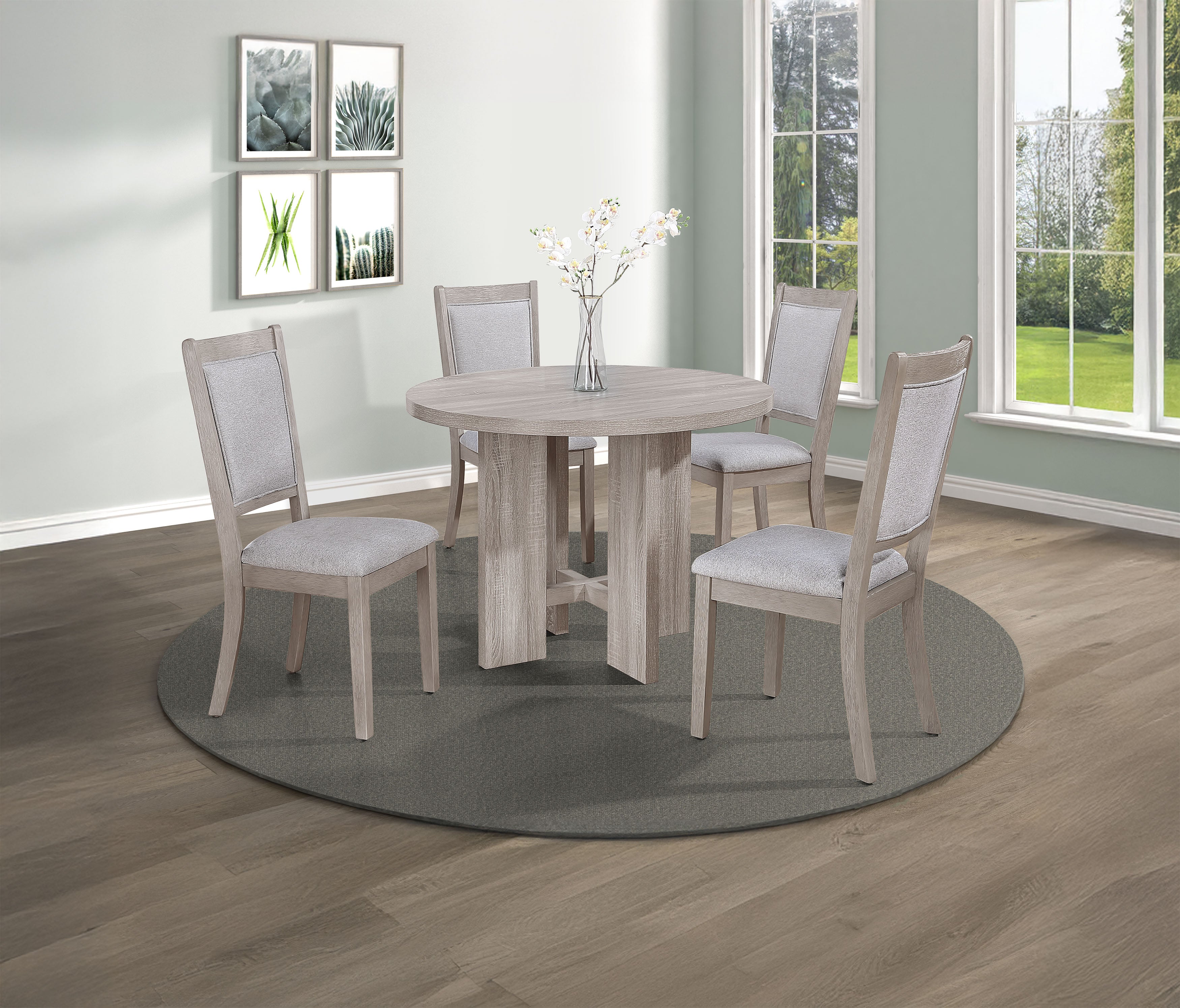 2215DW-SET AMARA 5-PK RD DINING SET DRIFT WOOD