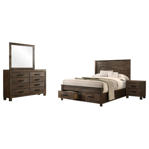 Juego de dormitorio Woodmont California King de 4 piezas en marrón dorado