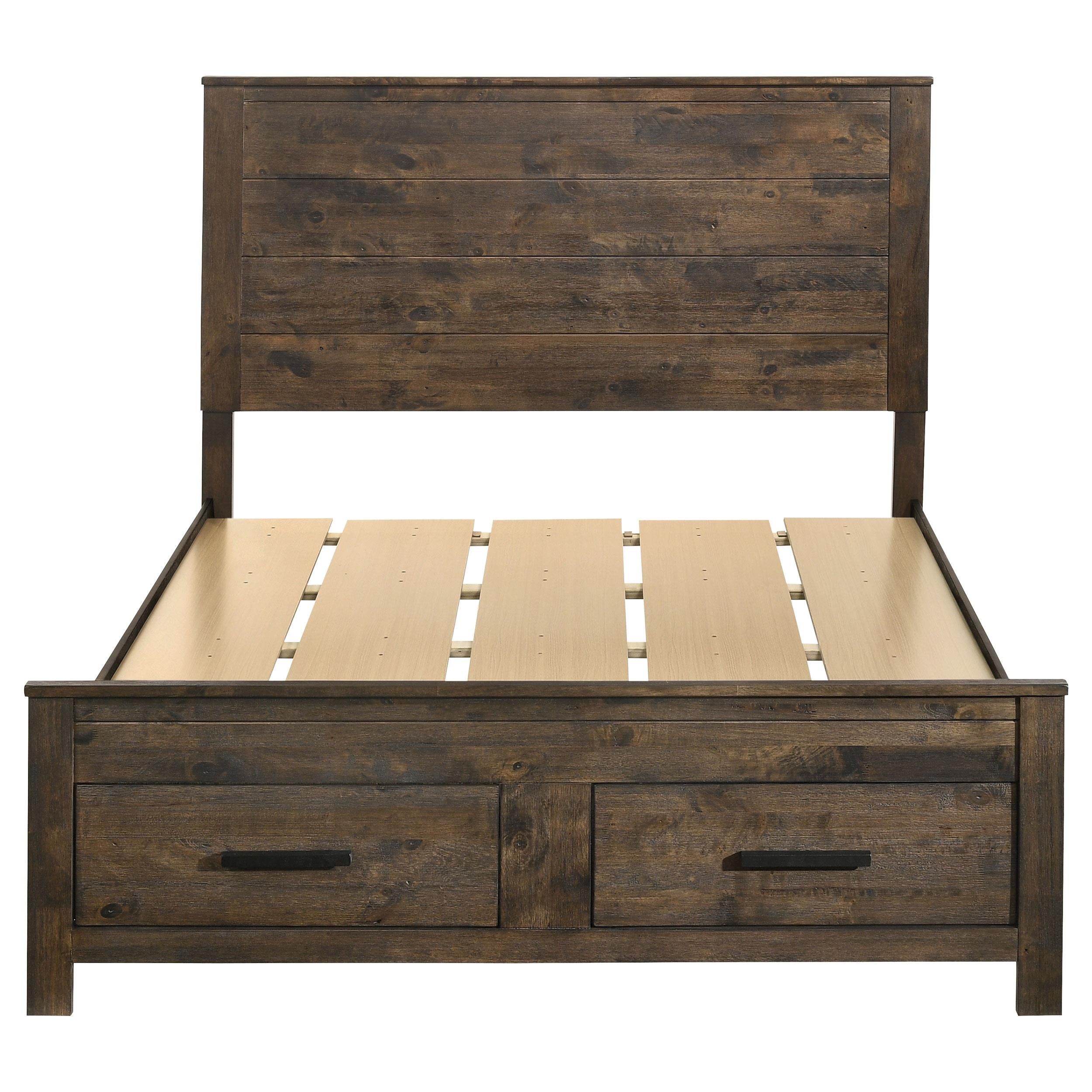 Woodmont Wood Queen Storage Panel Bed Rustic Golden Brown
