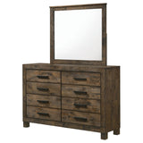 Cómoda Woodmont de 8 cajones con espejo en marrón dorado rústico