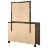 Cómoda Woodmont de 8 cajones con espejo en marrón dorado rústico