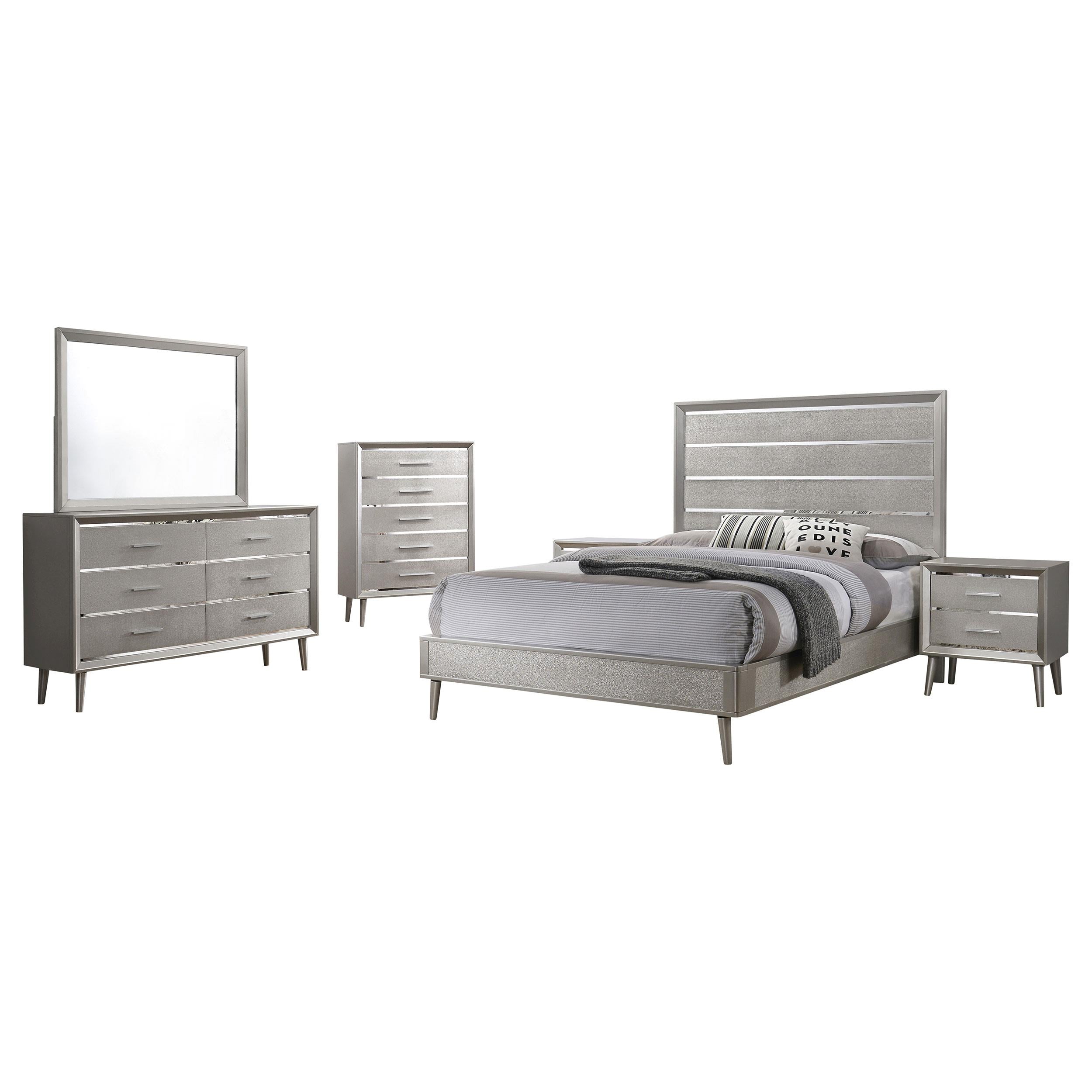 Ramon 5-piece Full Bedroom Set Metallic Sterling