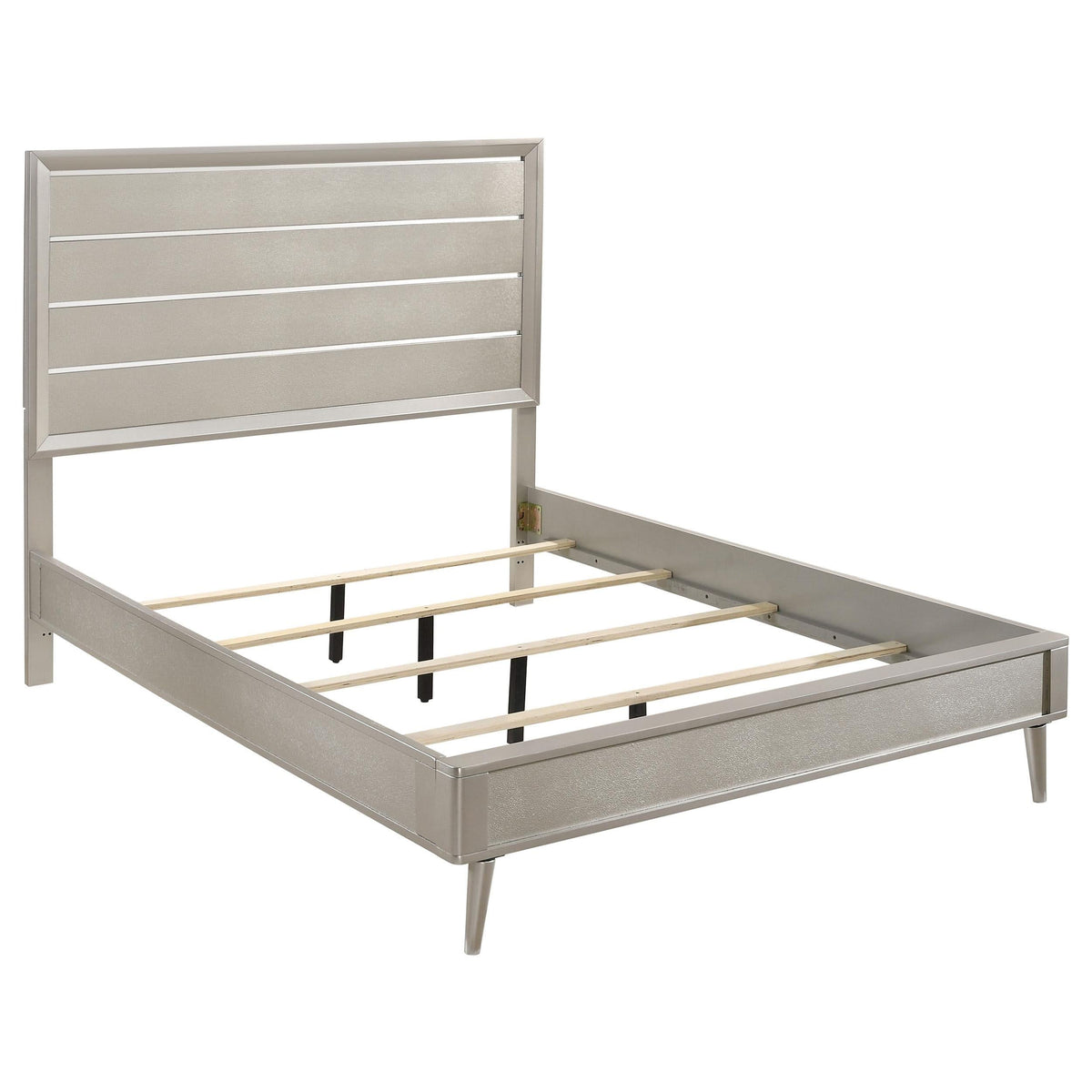 Juego de dormitorio Ramon de 5 piezas tamaño Queen en plata metalizada