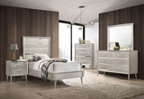 Juego de dormitorio doble Ramon de 5 piezas en color plata metalizada