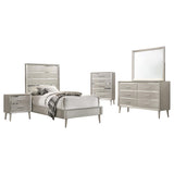 Juego de dormitorio doble Ramon de 5 piezas en color plata metalizada