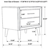 Ramon 2-drawer Nightstand Metallic Sterling