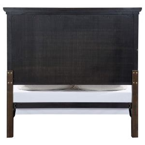 Cama California King con paneles Bennington Wood, color marrón acacia