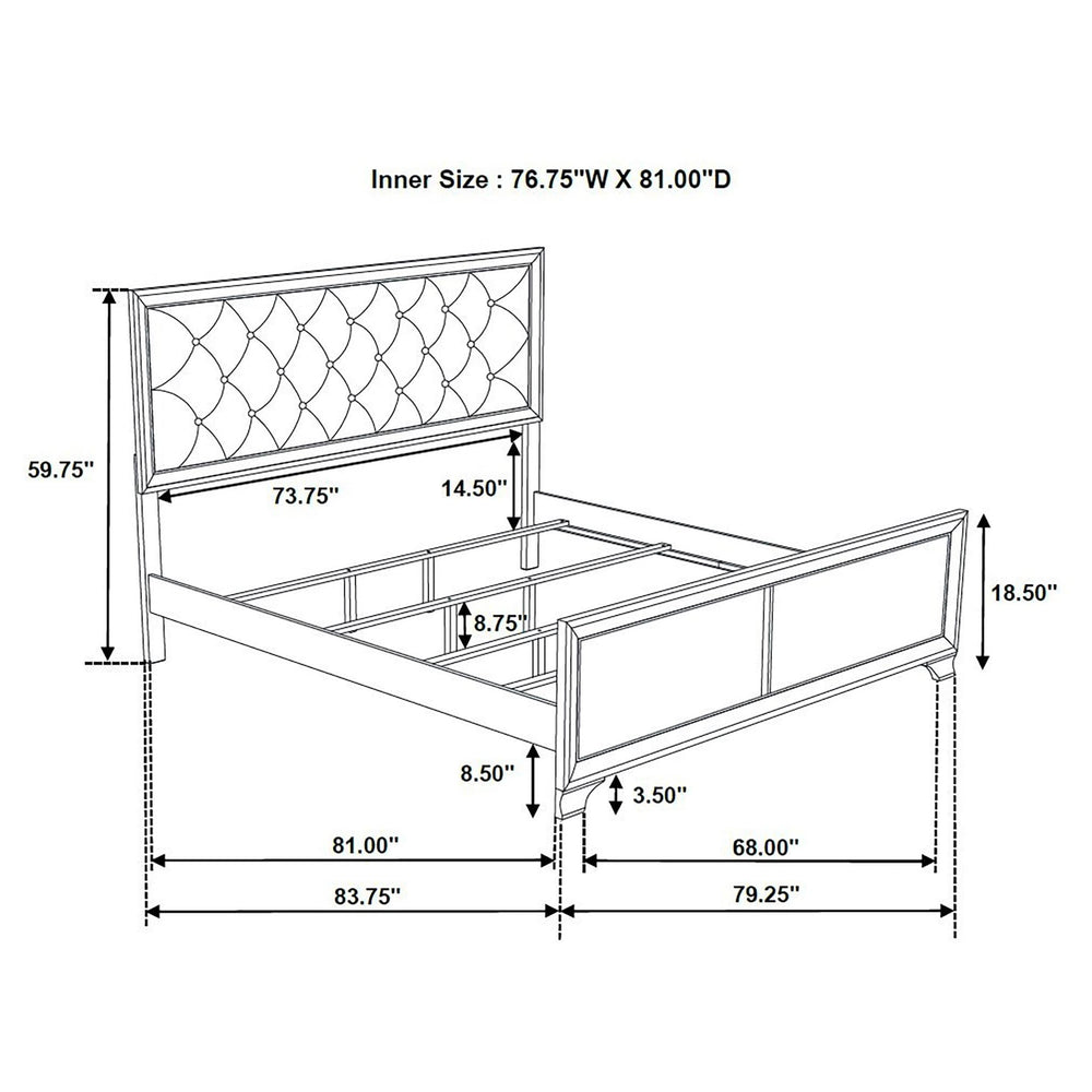 Cama Salford Wood Eastern King con paneles metálicos Sterling