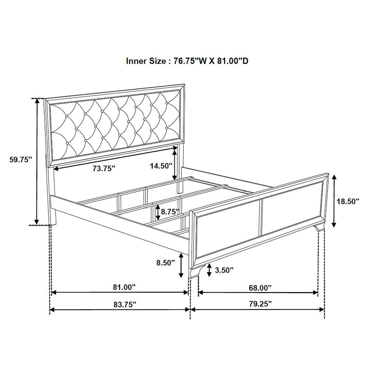 Cama Salford Wood Eastern King con paneles metálicos Sterling