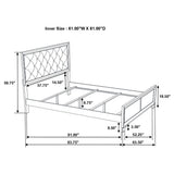 Cama Queen con paneles de madera Salford, color plata metalizada