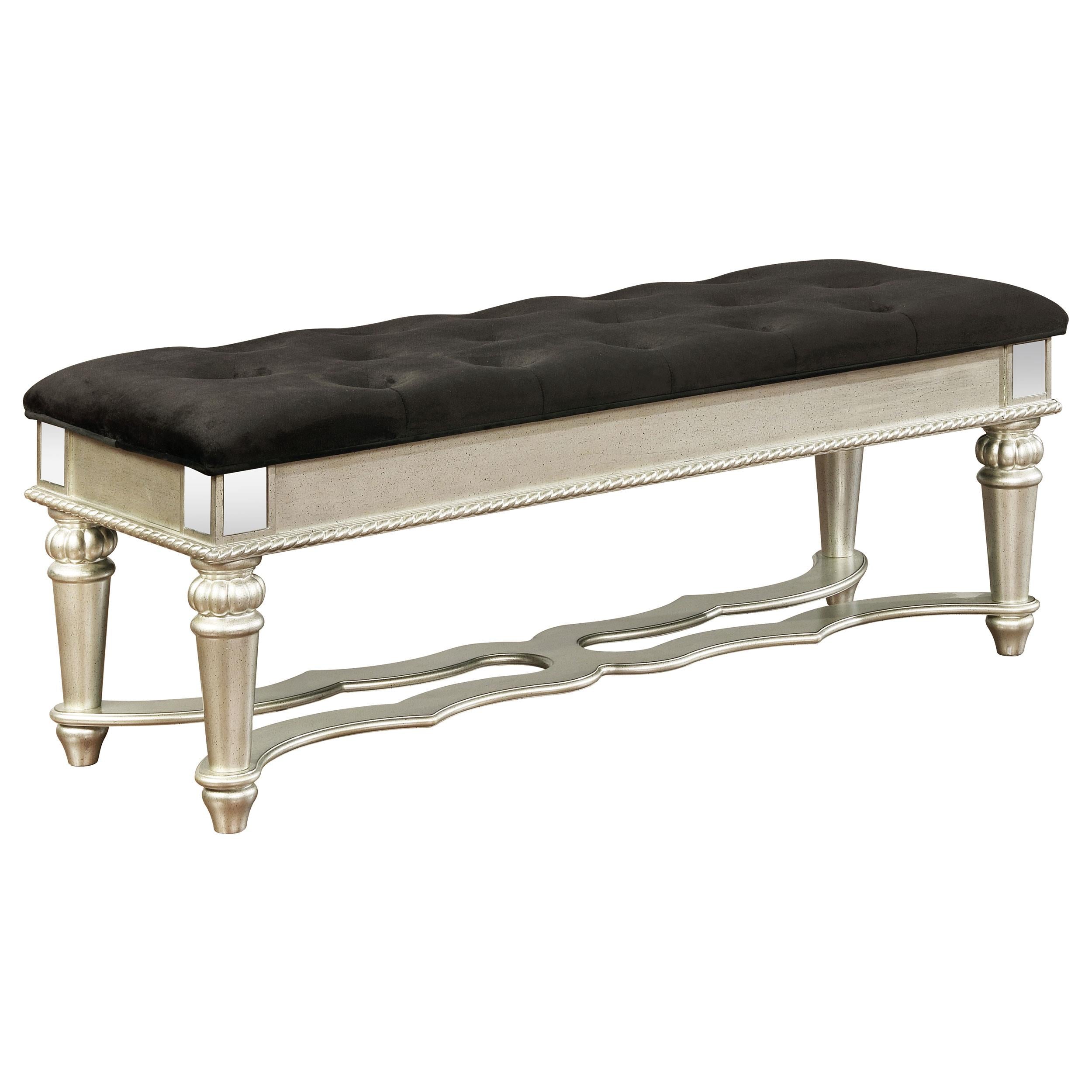 Heidi Upholstered Tufted Bench Metallic Platinum