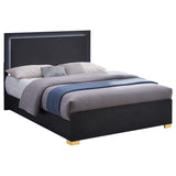 Cama Marceline Wood con panel LED completo, color negro