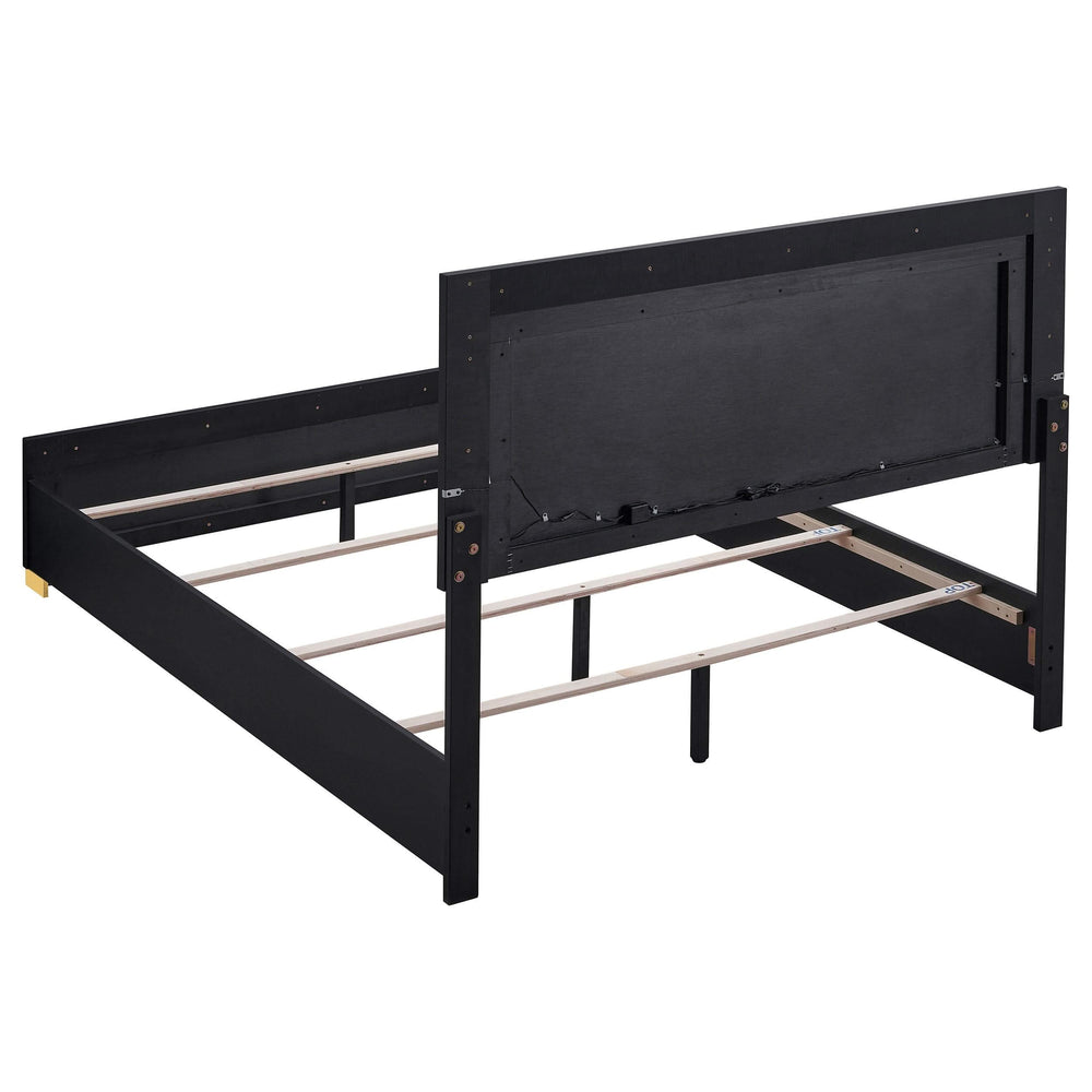 Cama Marceline Wood con panel LED completo, color negro
