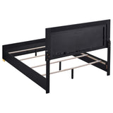 Cama Marceline Wood con panel LED completo, color negro