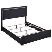 Cama Marceline Wood Eastern King con panel LED, color negro