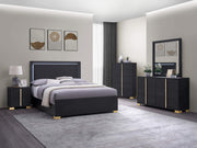 Juego de dormitorio Marceline de 5 piezas tamaño Queen, color negro