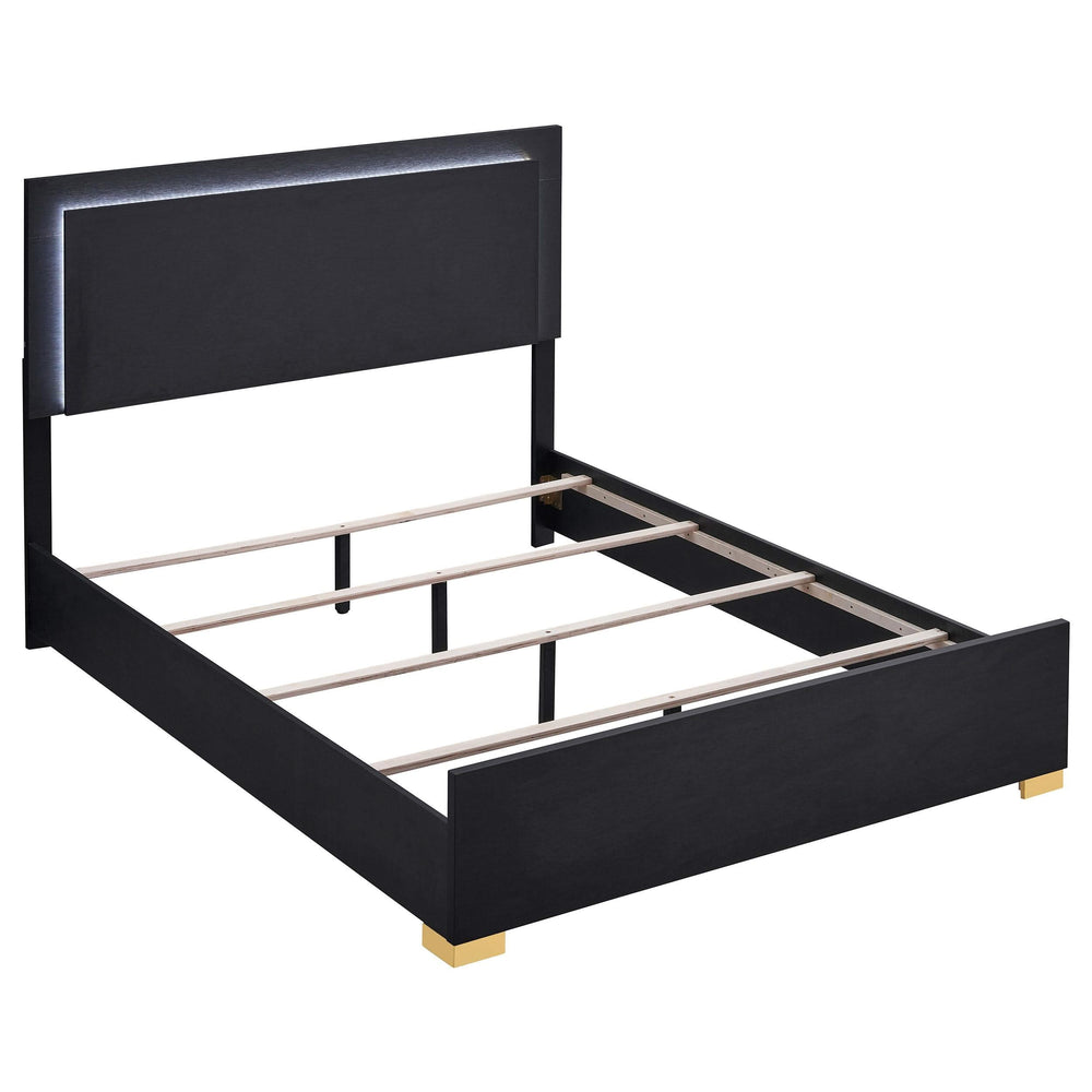 Juego de dormitorio doble Marceline de 4 piezas, color negro