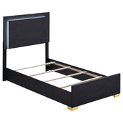 Cama doble Marceline Wood con paneles LED, color negro