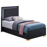 Cama doble Marceline Wood con paneles LED, color negro