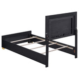 Cama doble Marceline Wood con paneles LED, color negro