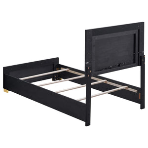 Cama doble Marceline Wood con paneles LED, color negro