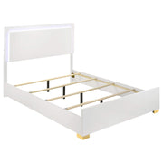 Cama Marceline Wood con panel LED completo, color blanco