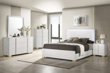 Cama Marceline Wood con panel LED completo, color blanco