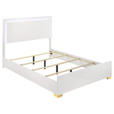 Cama Marceline Wood Eastern King con panel LED, color blanco