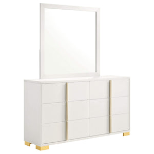 Cómoda Marceline de 6 cajones con espejo blanca